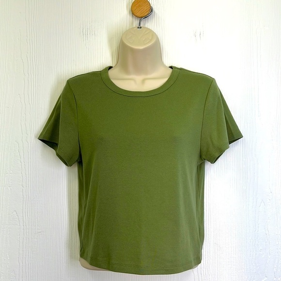 American Eagle Outfitters Tops - American Eagle - Army Green Short Sleeve Crop Baby Doll Tee Size XL
